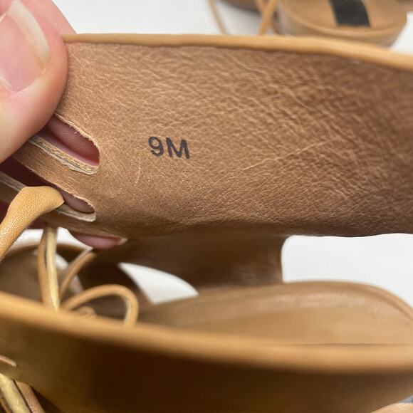 Matt Bernson Miro Heel Sandal Tan Leather Lace-up Front Closure size 9 - Picture 9 of 11